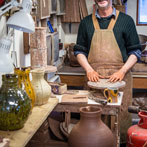 Doug Fitch and Hannah McAndrew making a jug for me